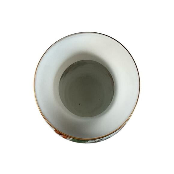 Satin Red Glass Vase Made in Italy Beautiful Floral Print Country Cottage - Picture 8 of 12